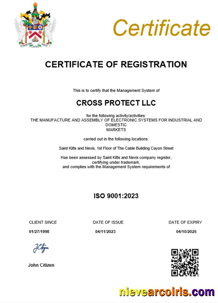 Saint Kitts and Nevis business registration certificate